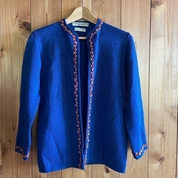 Cottagecore Floral Embroidered Wool Vintage Sweater